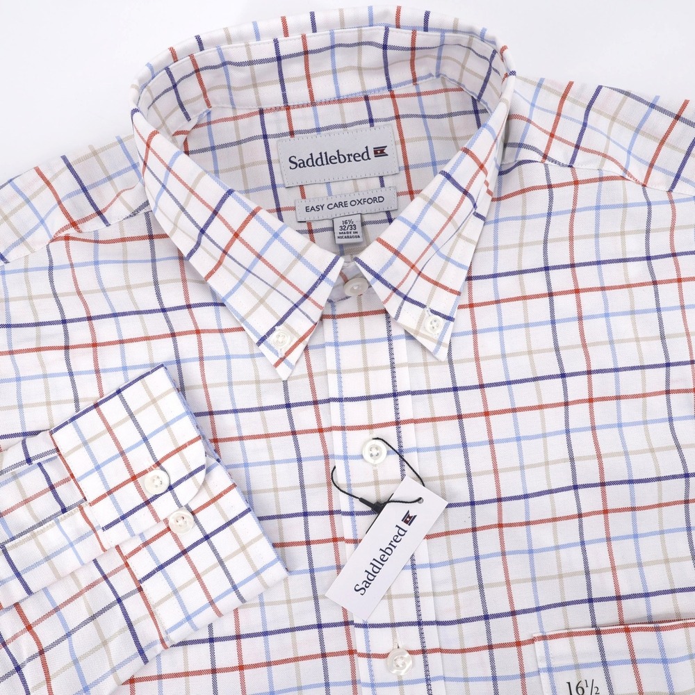 NEW Saddlebred Easy Care Oxford Button Down Shirt Long Sleeve Mens L 16.5 32/33